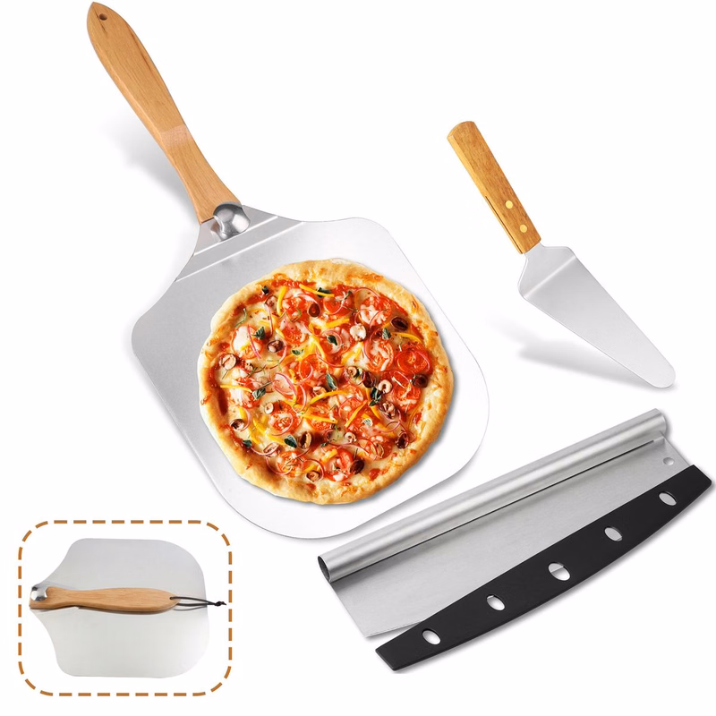 Aluminum Pizza Paddle with Wooden Handle