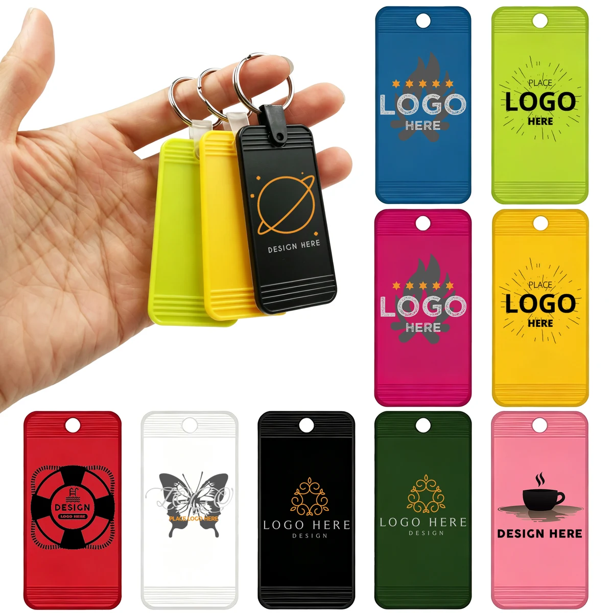 Rectangle Plastic Motel Hotel Text Keychain 1