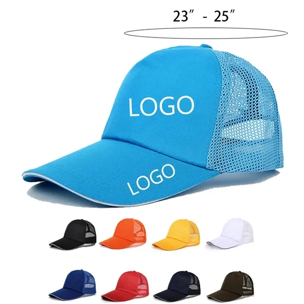 Custom Cotton Baseball Cap with Elastane Mesh — Adjustable Outdoor Sports Hat 1