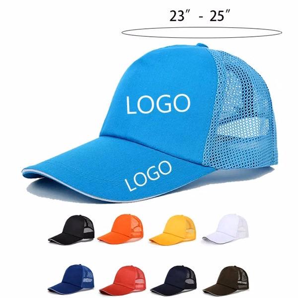Custom Cotton Baseball Cap with Elastane Mesh — Adjustable Outdoor Sports Hat