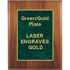 9" x 12" Cherry Finish Plaque with a Green Marble Designer Plate 1