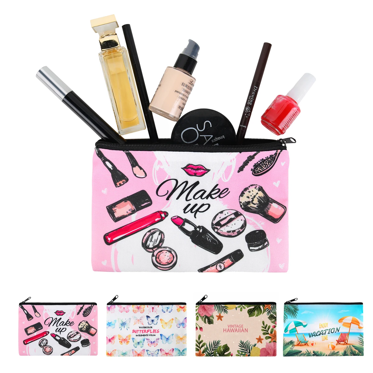 Full Color Sublimation Canvas Zipper Pouch For Makeup, Toiletries & Tech Accessories 1