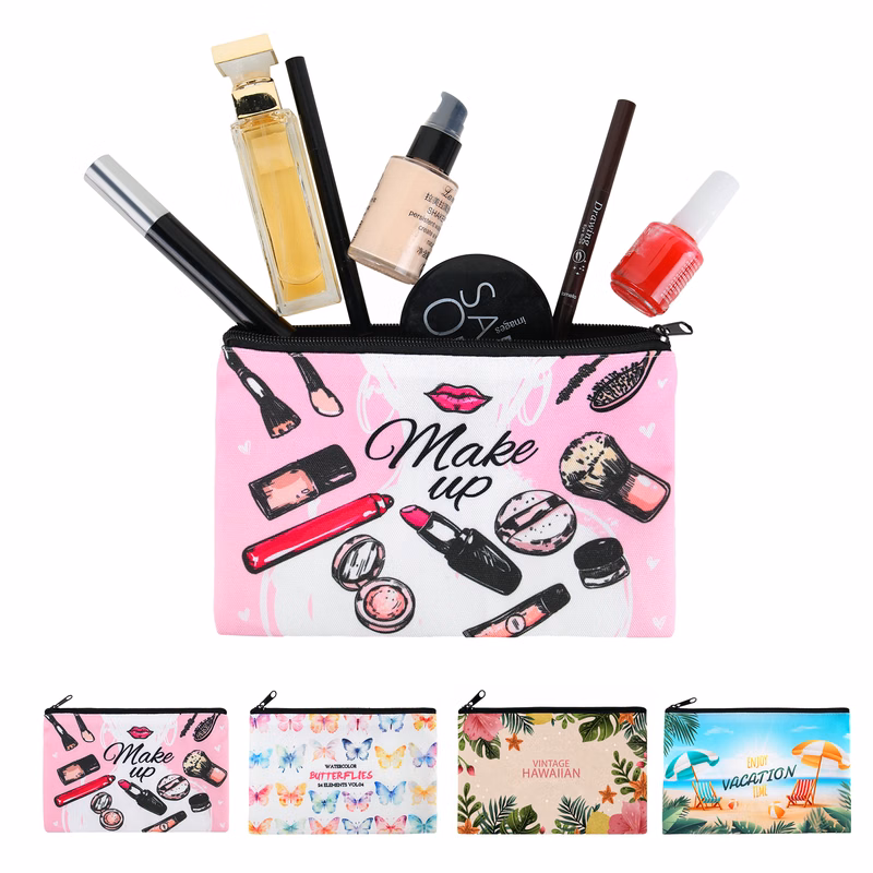 Full Color Sublimation Canvas Zipper Pouch For Makeup, Toiletries & Tech Accessories