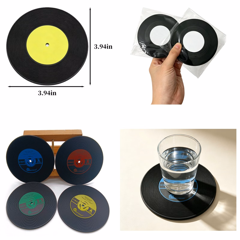 Retro Vinyl Record Silicone Coaster