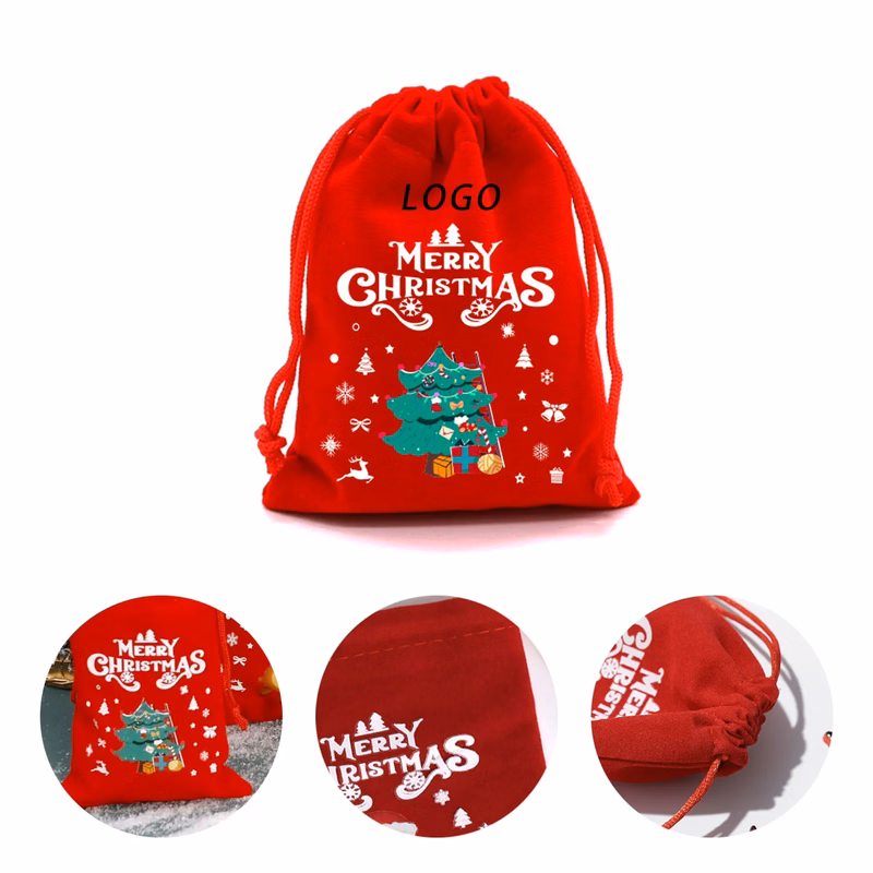 Velvet Christmas Gift Bag With Logo For Surprise