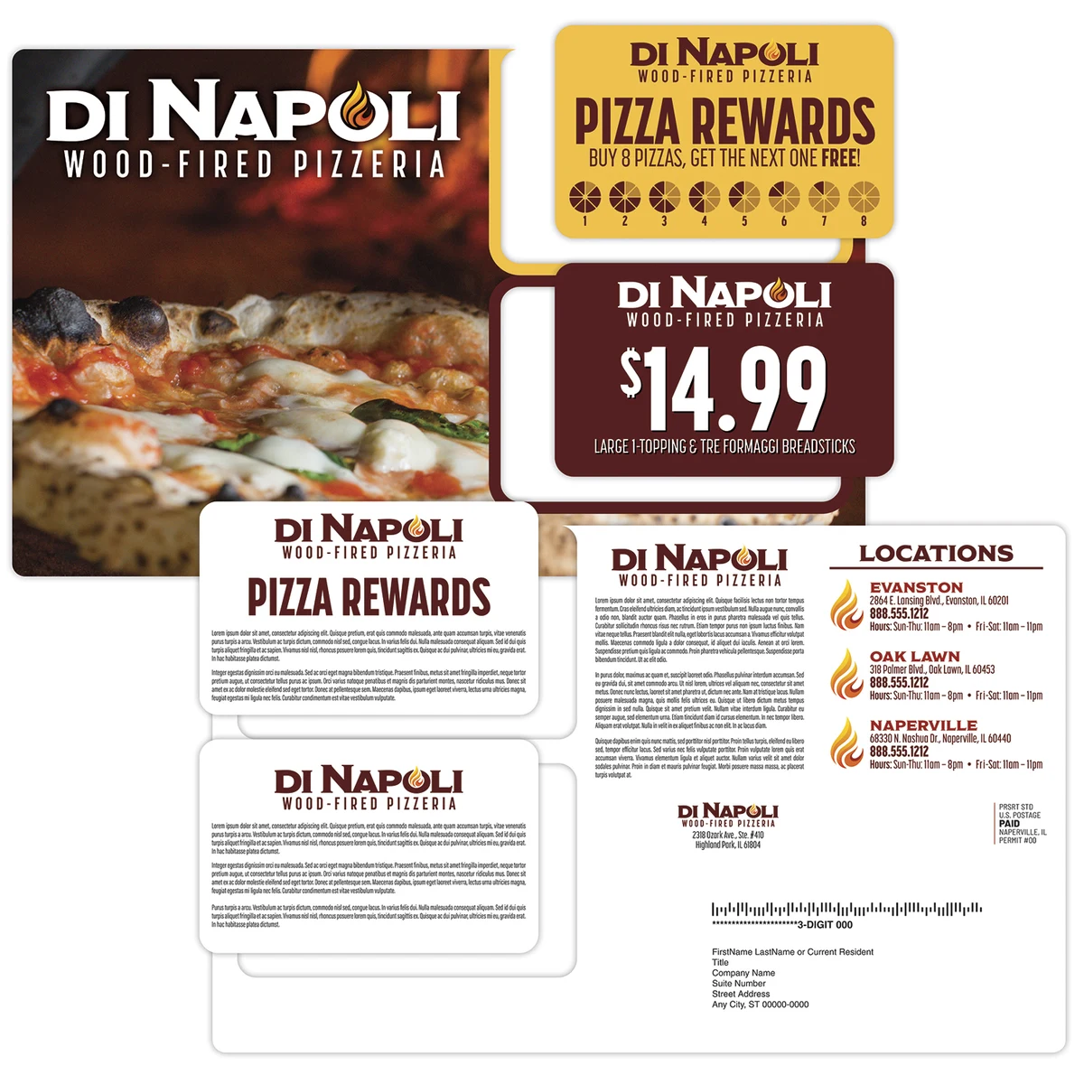 Laminated Die Cut Postcard (8.5x5.25) w/Two Detachable Cards (3.375x2.125) 1