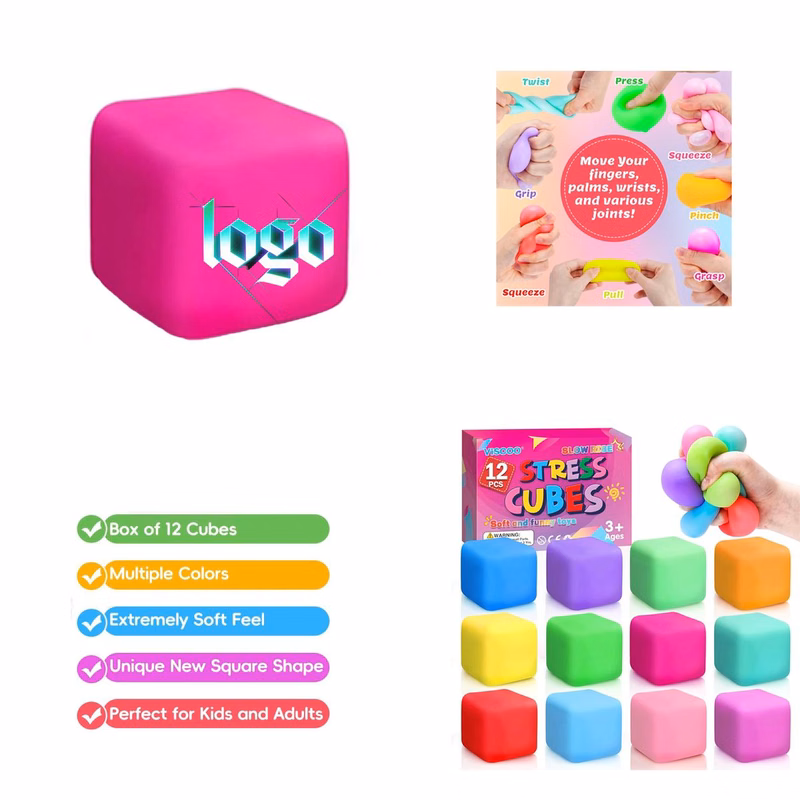 Cube-Shaped Flour Stress Relief Ball