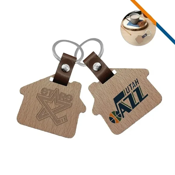 Custom Compact Wooden Keychain 1.65 Inch Full Color — Pocket Promotional Item 1