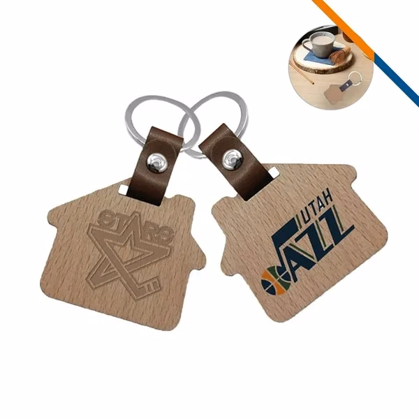 Custom Compact Wooden Keychain 1.65 Inch Full Color — Pocket Promotional Item