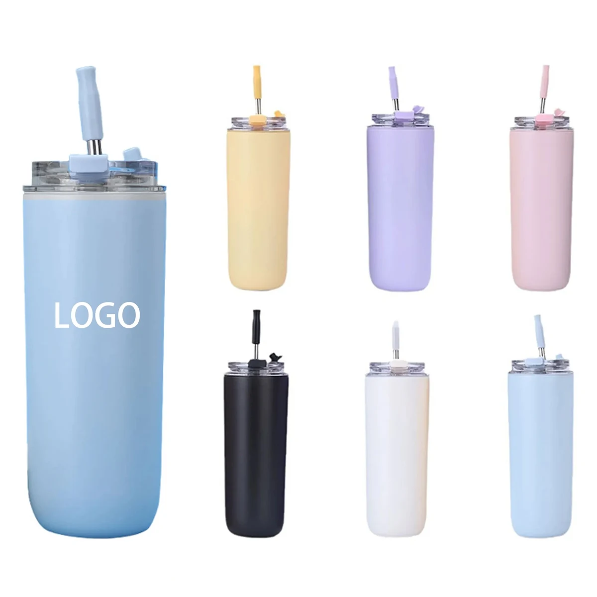 16 oz Insulated Travel Coffee Cup with Straw 1