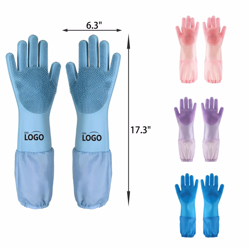 MOQ 50 PCS Long Pet Bath Silicone Gloves