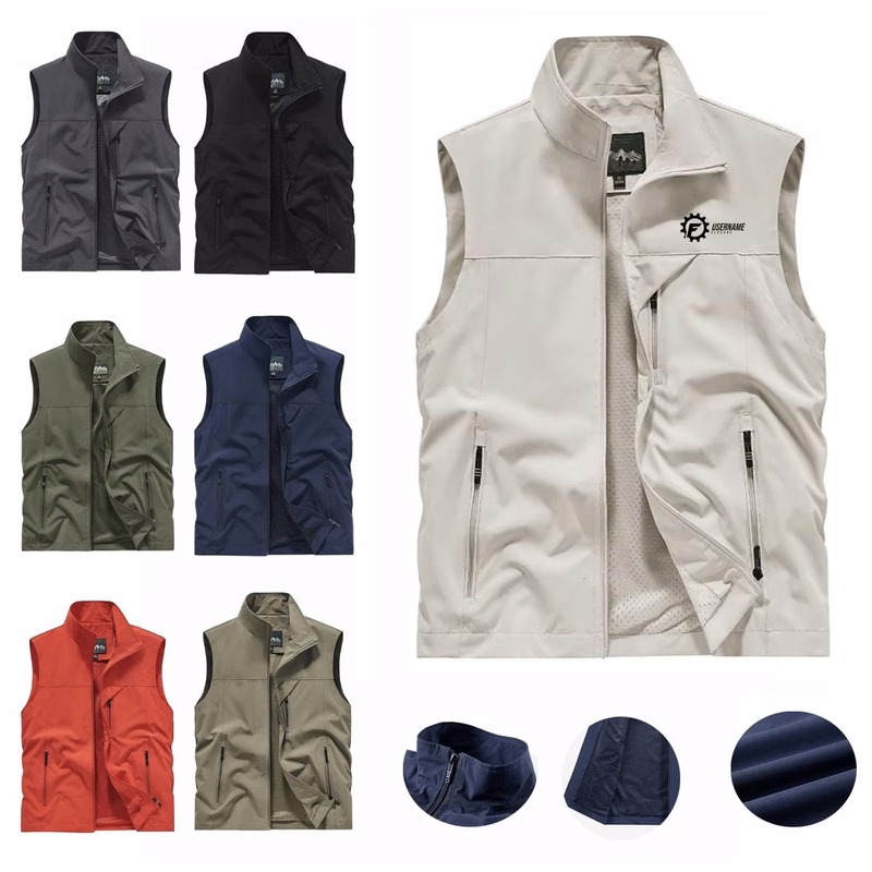 Men's Quick-Dry Zipper Waistcoat Jacket for Casual Outer Wear Stand Collar