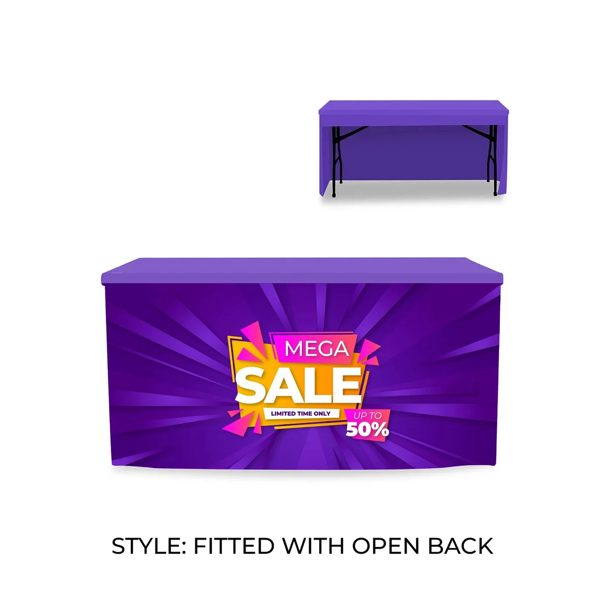4' Table Cover Fitted Throw w/ Open Back 1