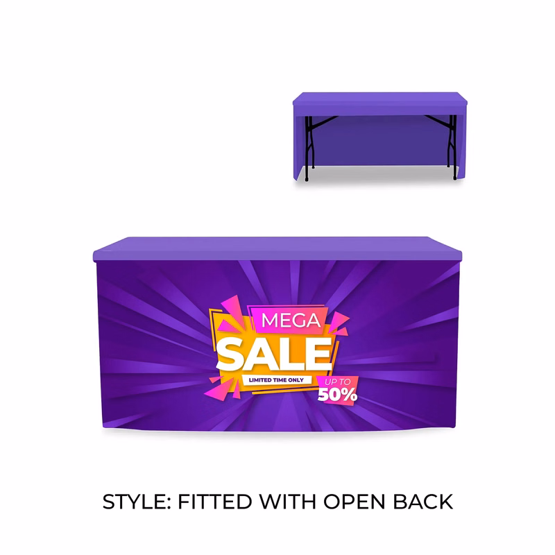 4' Table Cover Fitted Throw w/ Open Back