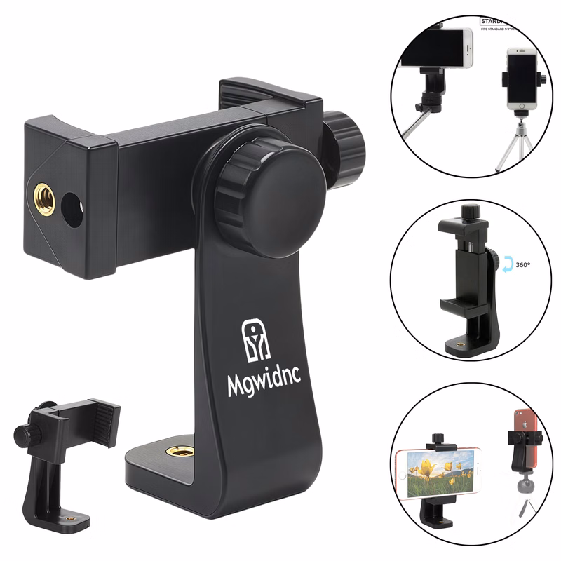 Adjustable Phone Clip Tripod Stand with 360 Rotation for Video Live Streaming