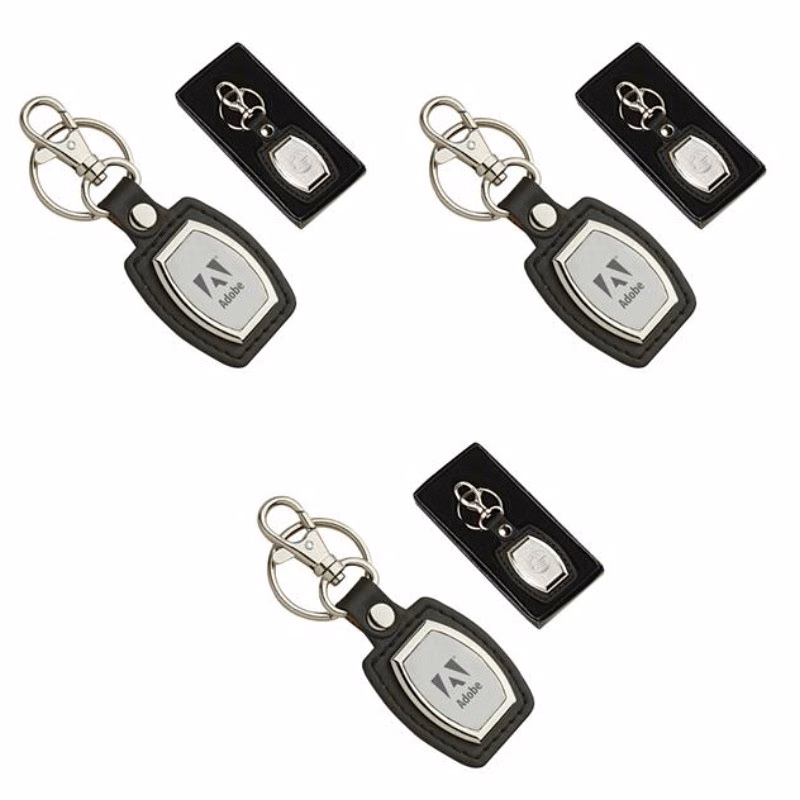 Leather & Brushed Plate Keyring
