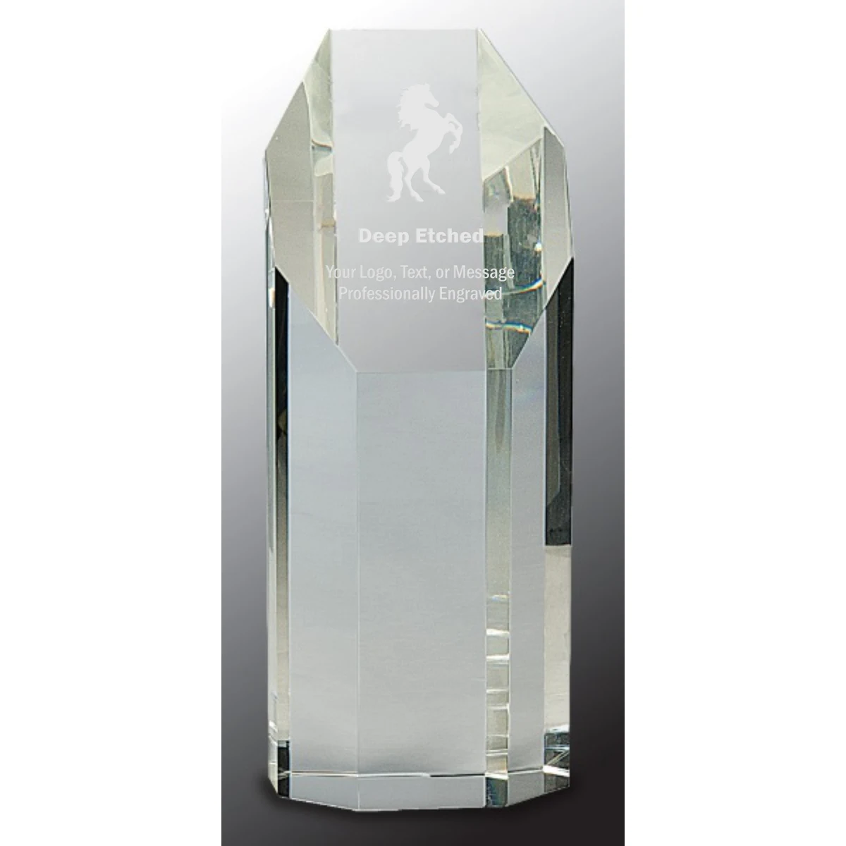 8" Clear Crystal Octagon Tower Award 1