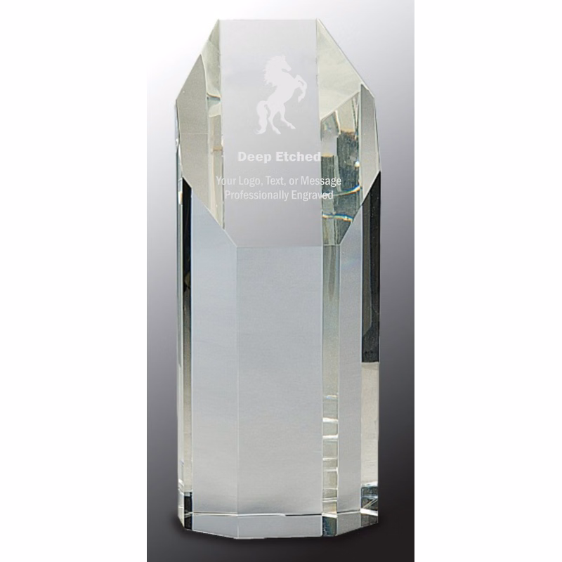 8" Clear Crystal Octagon Tower Award