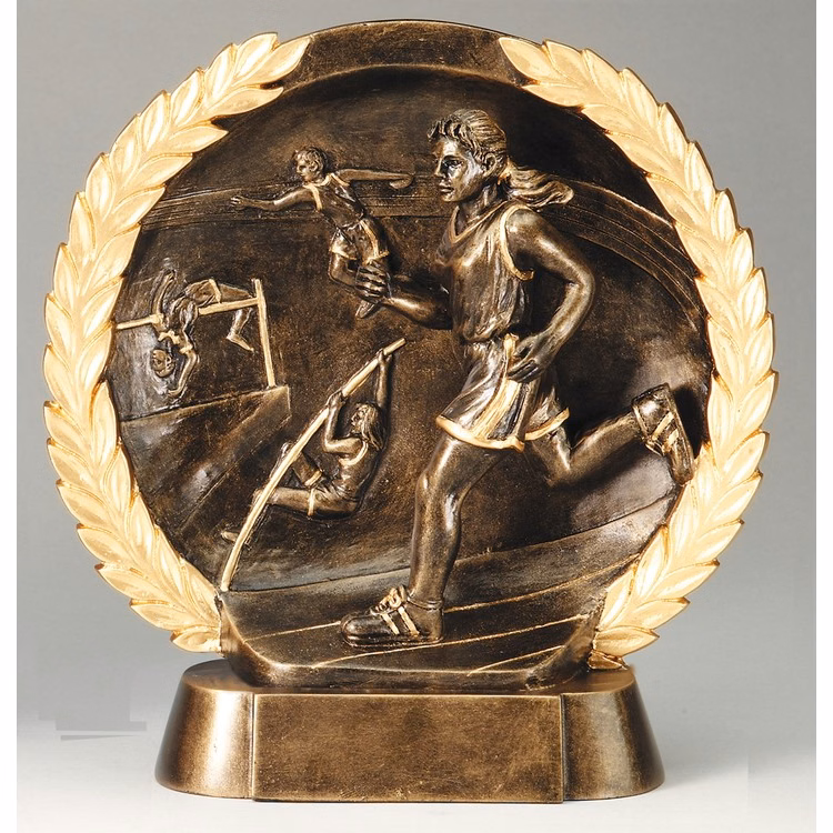 Track Female High Relief Circular Plate Award
