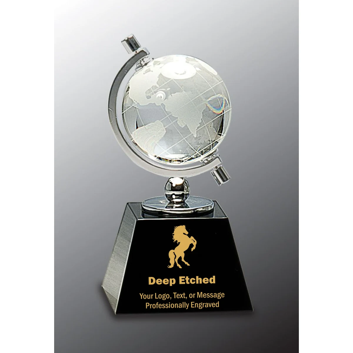 6" Crystal Spinning Globe Award on Black Base 1
