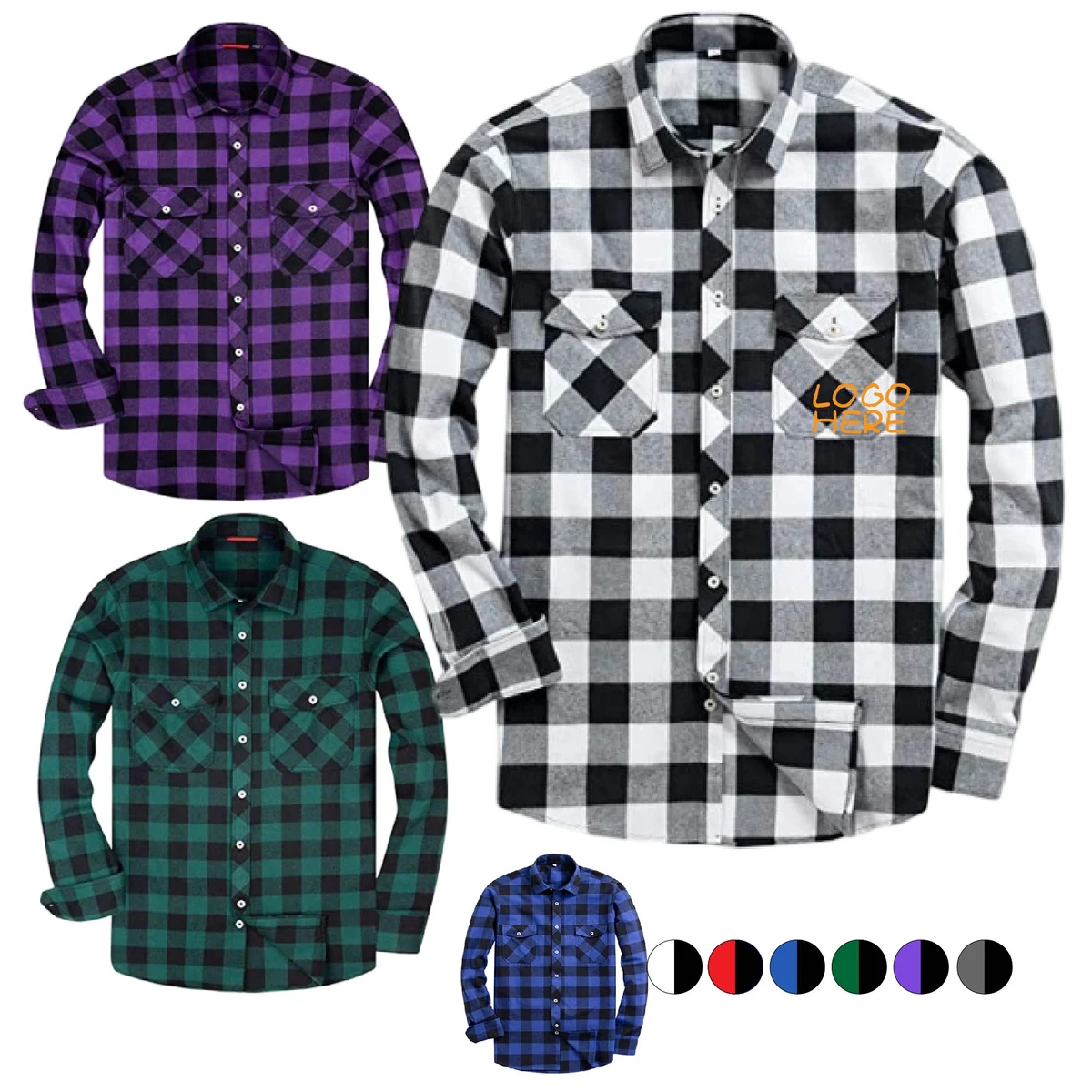 Long Sleeve Plaid Flannel Casual Shirts 1