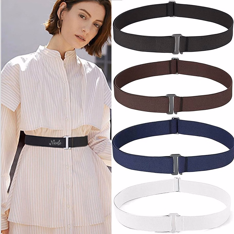 Women's Durable Elastic Belt w/ Flat Buckle