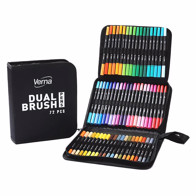 72 Color Dual Tip Brush Pen Art Marker Set