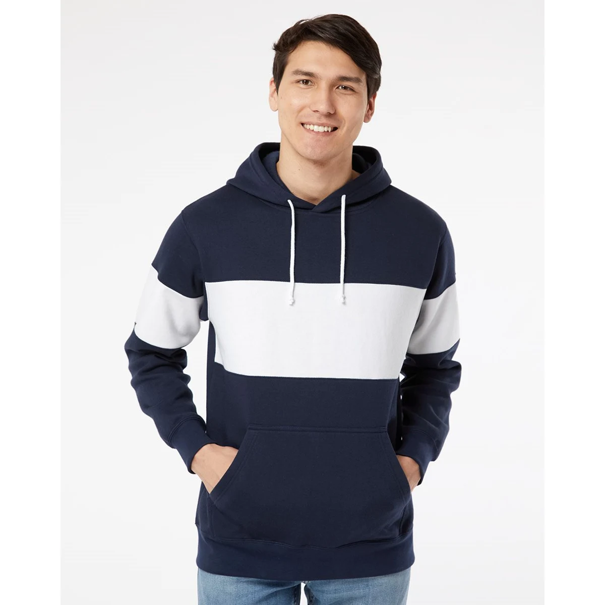 Unisex Classic Fleece Colorblocked Hooded Sweatshirt - 22709 1