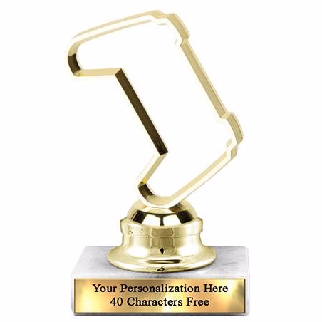 Trophy: 7", 2x3 white marble base, Esports Gold
