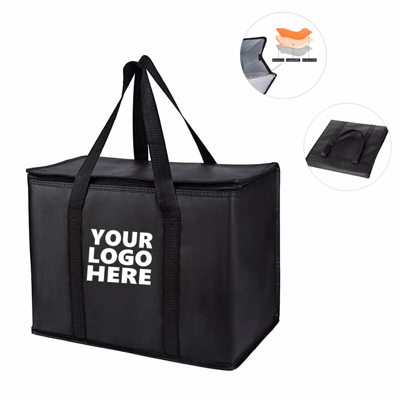 Reusable Cooler Grocery Bag with Hard Bottom Insert