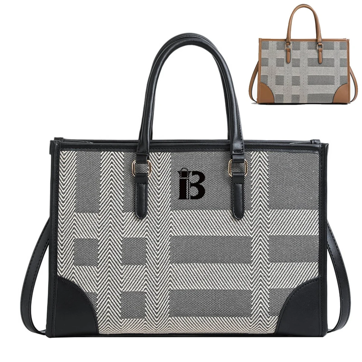 Canvas Tote Bag Large Capacity Twill Clash Color, custom tote bag with logo imprint 1