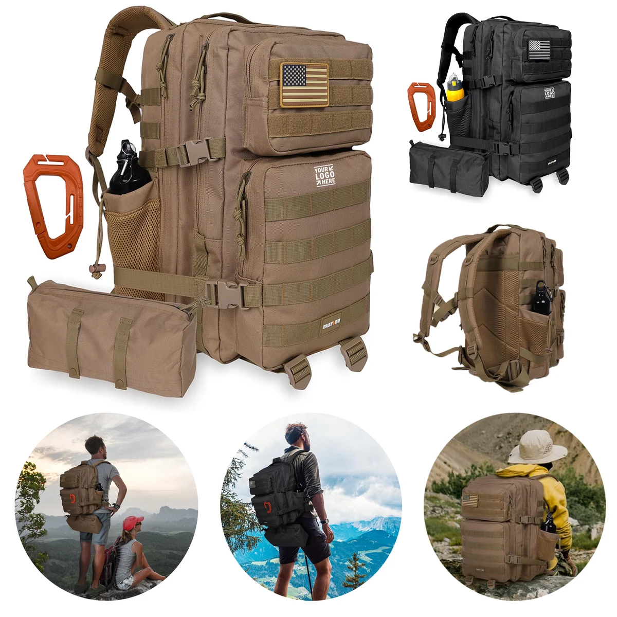 Men Women Military Tactical 45L Backpack Water-resistant Multi Pocket Army Pack 3 Day Bug Out Bag 1