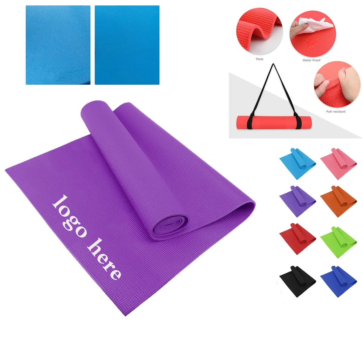 Ocean-Inspired Full-Length PVC Yoga Mat with Strap
1