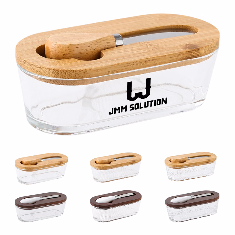 Rectangular Glass Butter Box with Lid Spatula