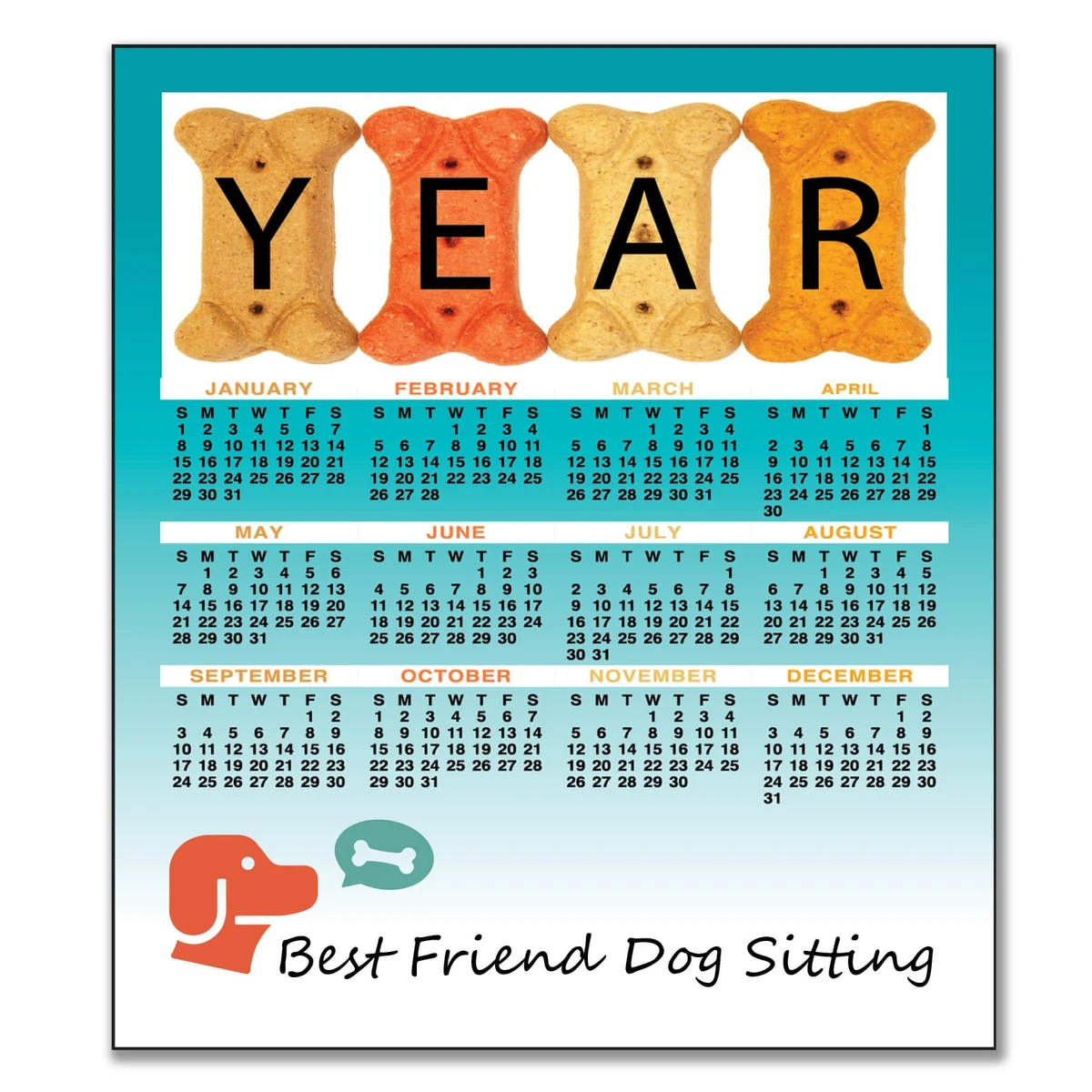 3.5" x 4" Small Magnetic Calendar 30 Mil 1