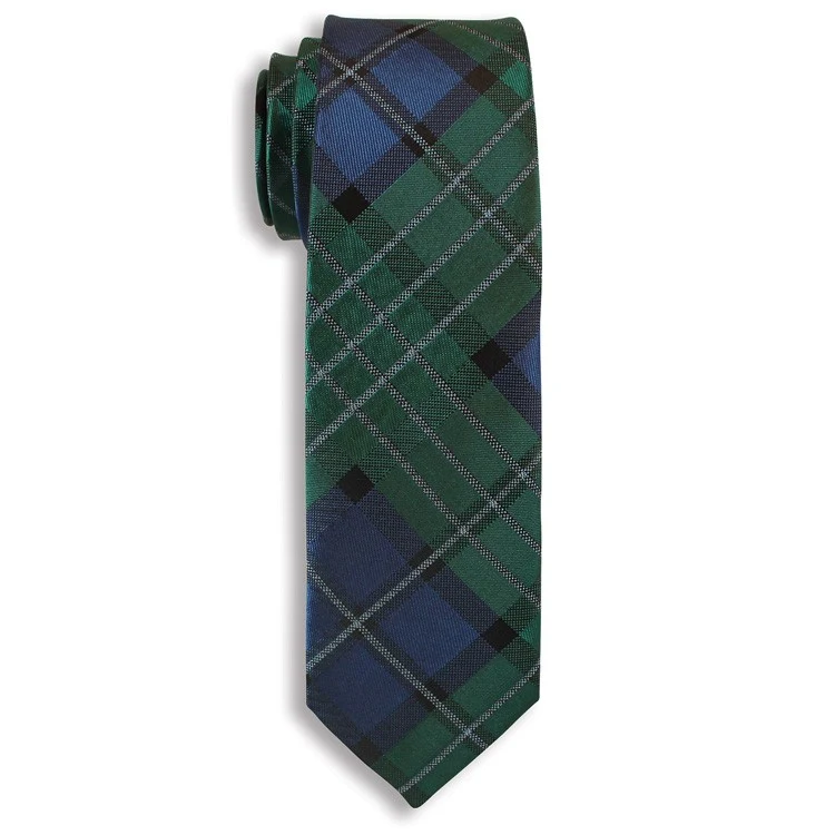 Green & Blue City Collection Plaid Narrow Tie 1