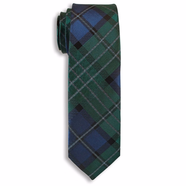 Green & Blue City Collection Plaid Narrow Tie