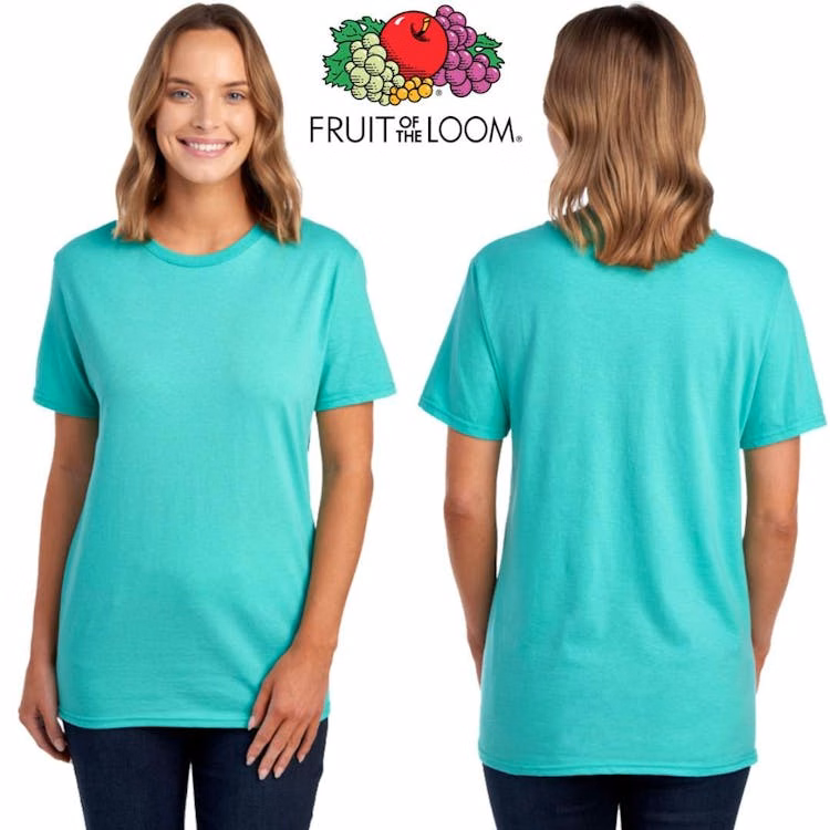Fruit of the Loom Unisex T-Shirts - Size 2XL Mint Blue