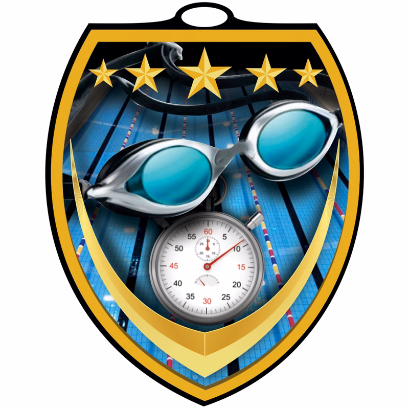Swimming Vibraprint™ Shield Medallion (3")