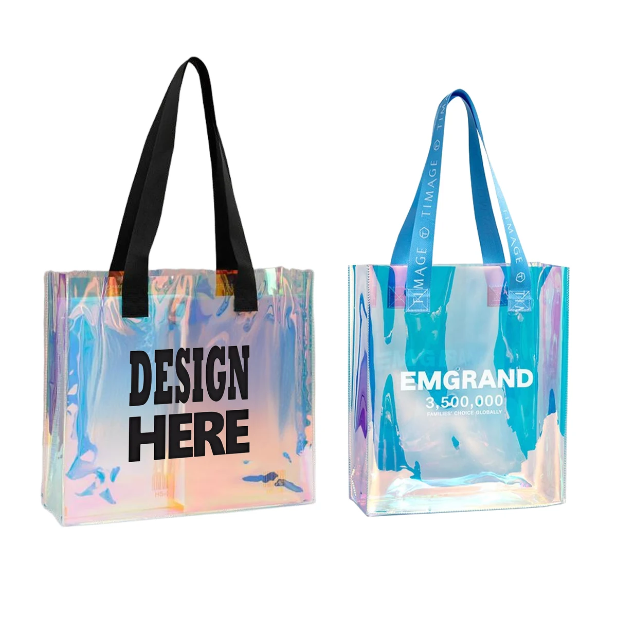 Clear Iridescent PVC Shopping Bag With Soft Grip Handle 1