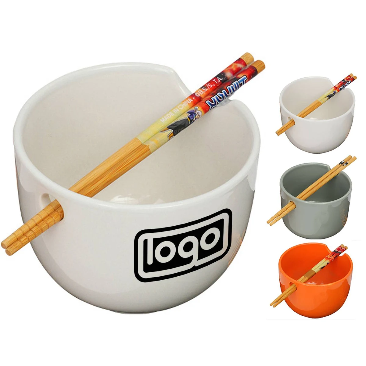 22oz Ceramic Bowl w/ Chopstick Holder Hole 1