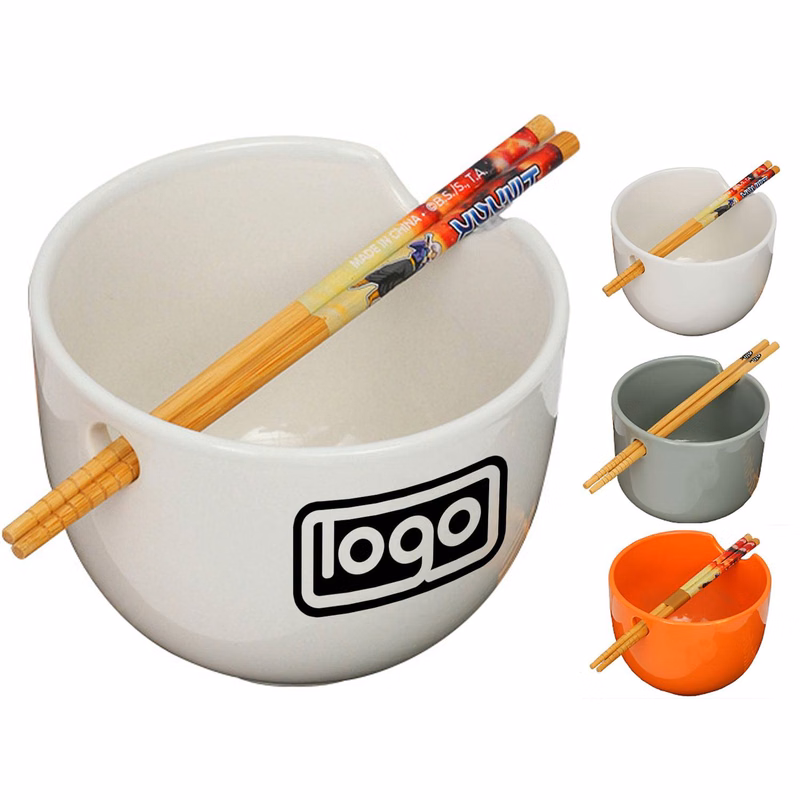 22oz Ceramic Bowl w/ Chopstick Holder Hole