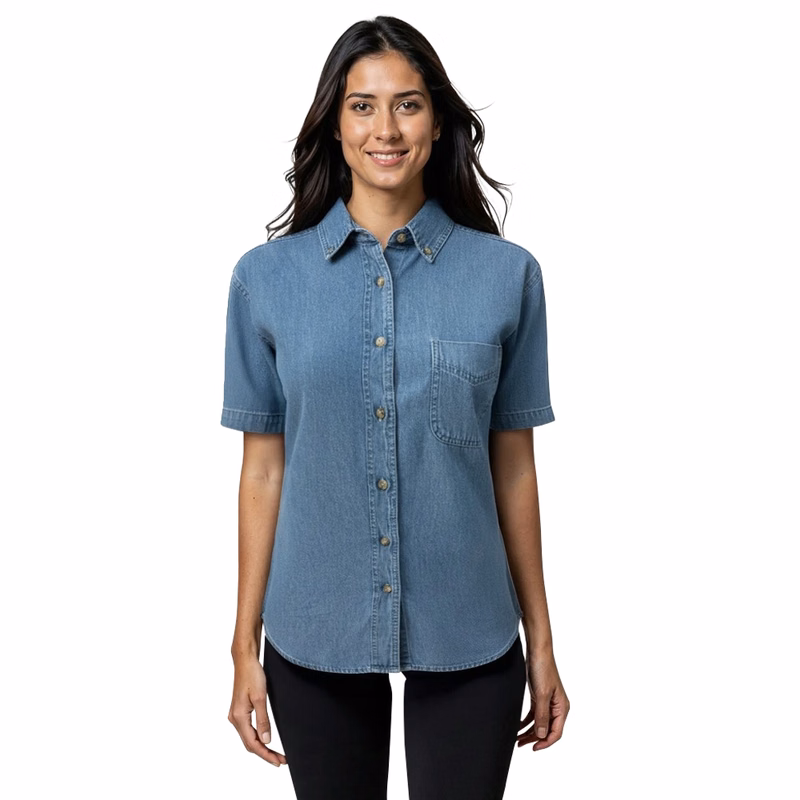 Ladies' S/S 100% Cotton Denim Shirt
