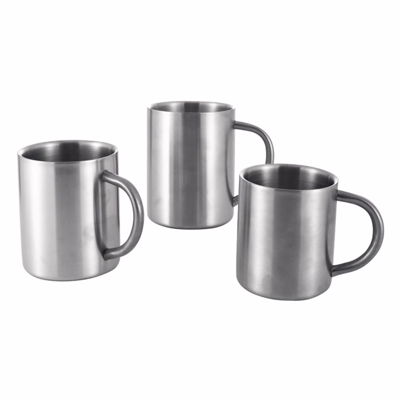 10 oz Stainless Steel Double-Wall Coffee Mug with Handle – Insulated Metal Camping Cup