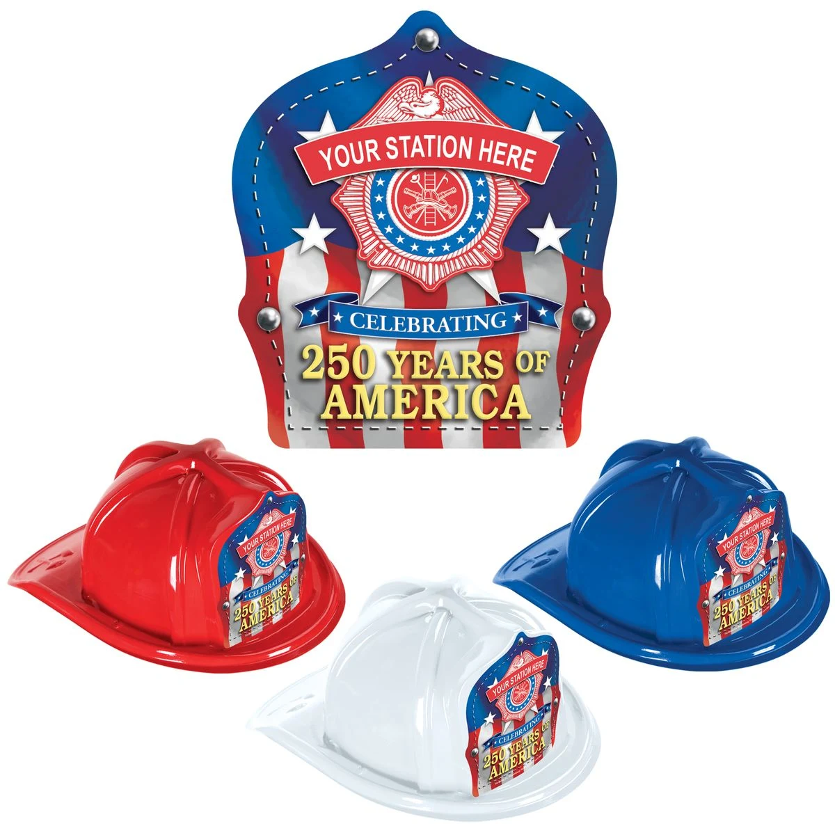 250th Anniversary Custom Plastic Fire Hats 1