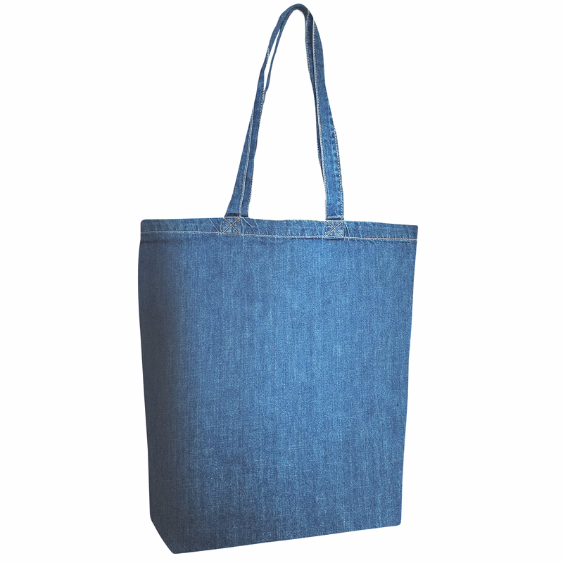 Cotton Denim Gusseted Tote Bag