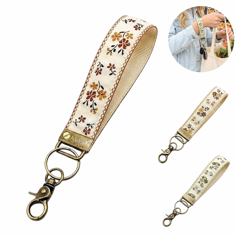 Embroidery Wrist Strap Keychain