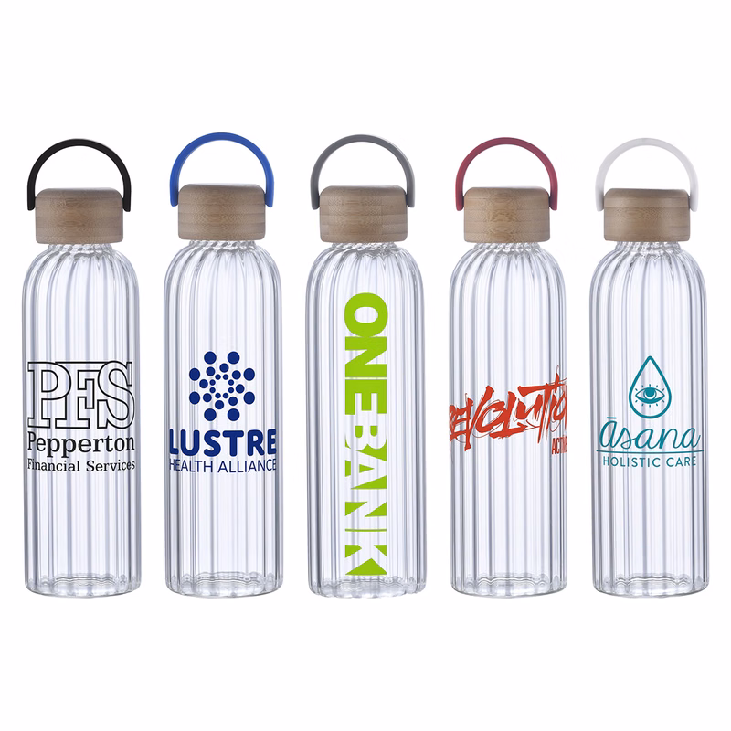 Eos 21 oz Glass Bottle w/ Bamboo Lid