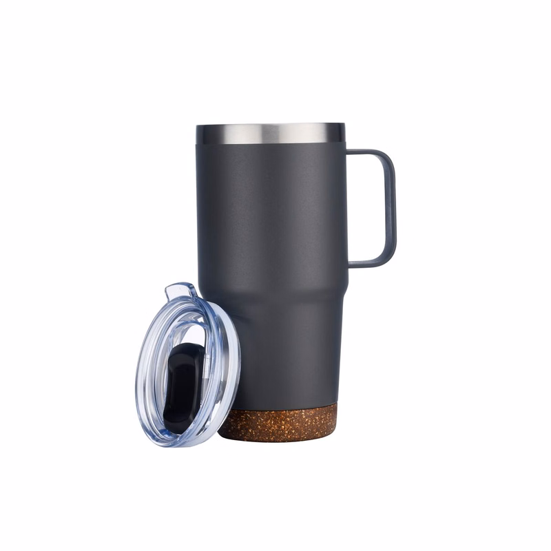 Endura 24 oz Gray SS Travel Mug with Cork Bottom