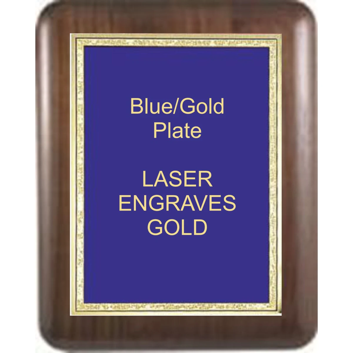 7" x 9" Genuine Walnut Elliptical Edge Round Corner Plaque with a Blue Florentine Plate. 1